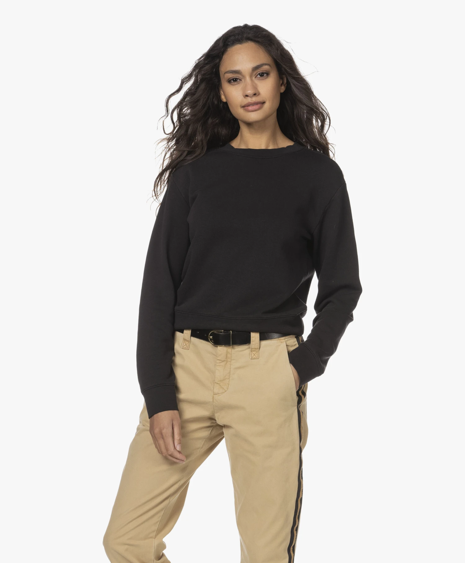 Vince Essential Katoenmix Cropped Sweatshirt - Zwart 8 Vince Essential Katoenmix Cropped Sweatshirt - Zwart - Afbeelding 8