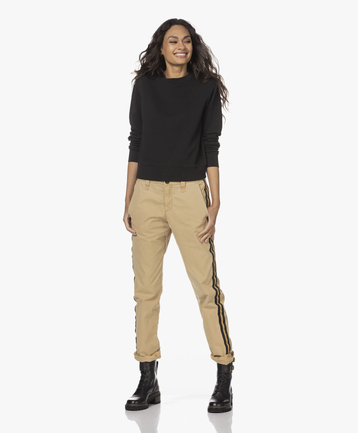 Vince Essential Katoenmix Cropped Sweatshirt - Zwart 13 Vince Essential Katoenmix Cropped Sweatshirt - Zwart - Afbeelding 13