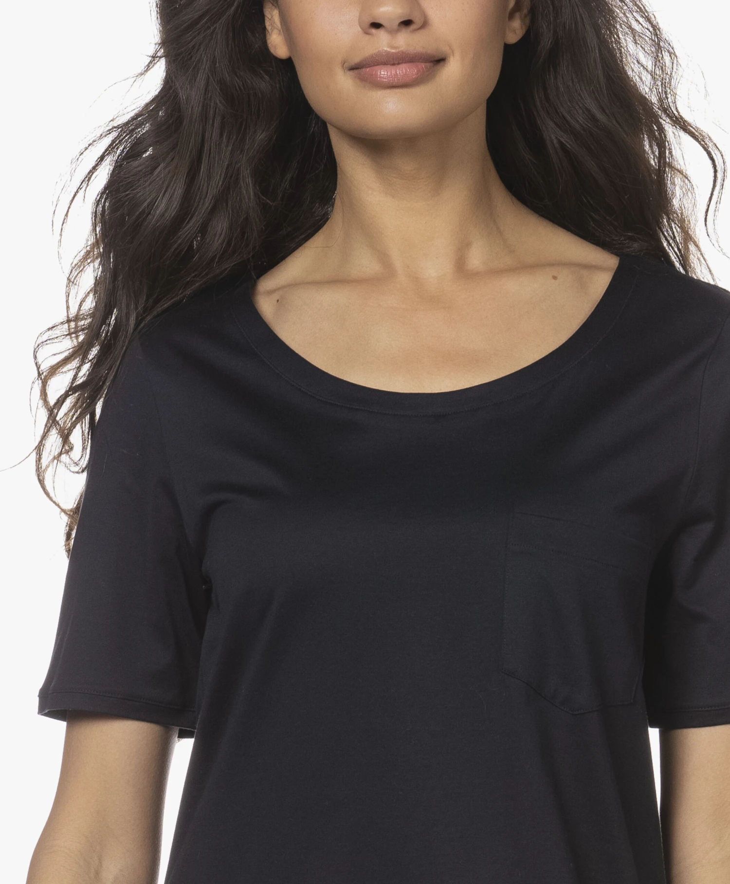 Hanro Cotton Deluxe Jersey Nachthemd - Zwart 7 Hanro Cotton Deluxe Jersey Nachthemd - Zwart - Afbeelding 7