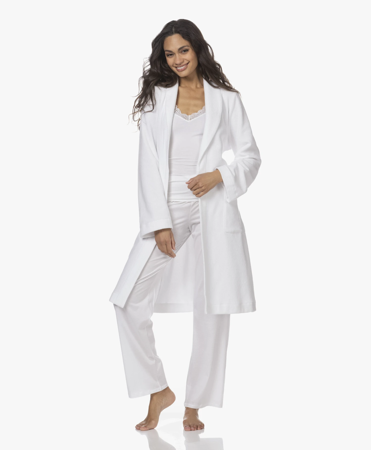Hanro Cotton Deluxe Jersey Pyjamabroek - Wit 3 Hanro Cotton Deluxe Jersey Pyjamabroek - Wit - Afbeelding 3