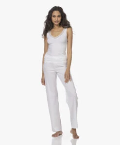 Hanro Cotton Lace V-Hals Top - Wit -Mode Kleding 211125 6ee41088 4b94 4a1a 9aa0 d9321eafe789