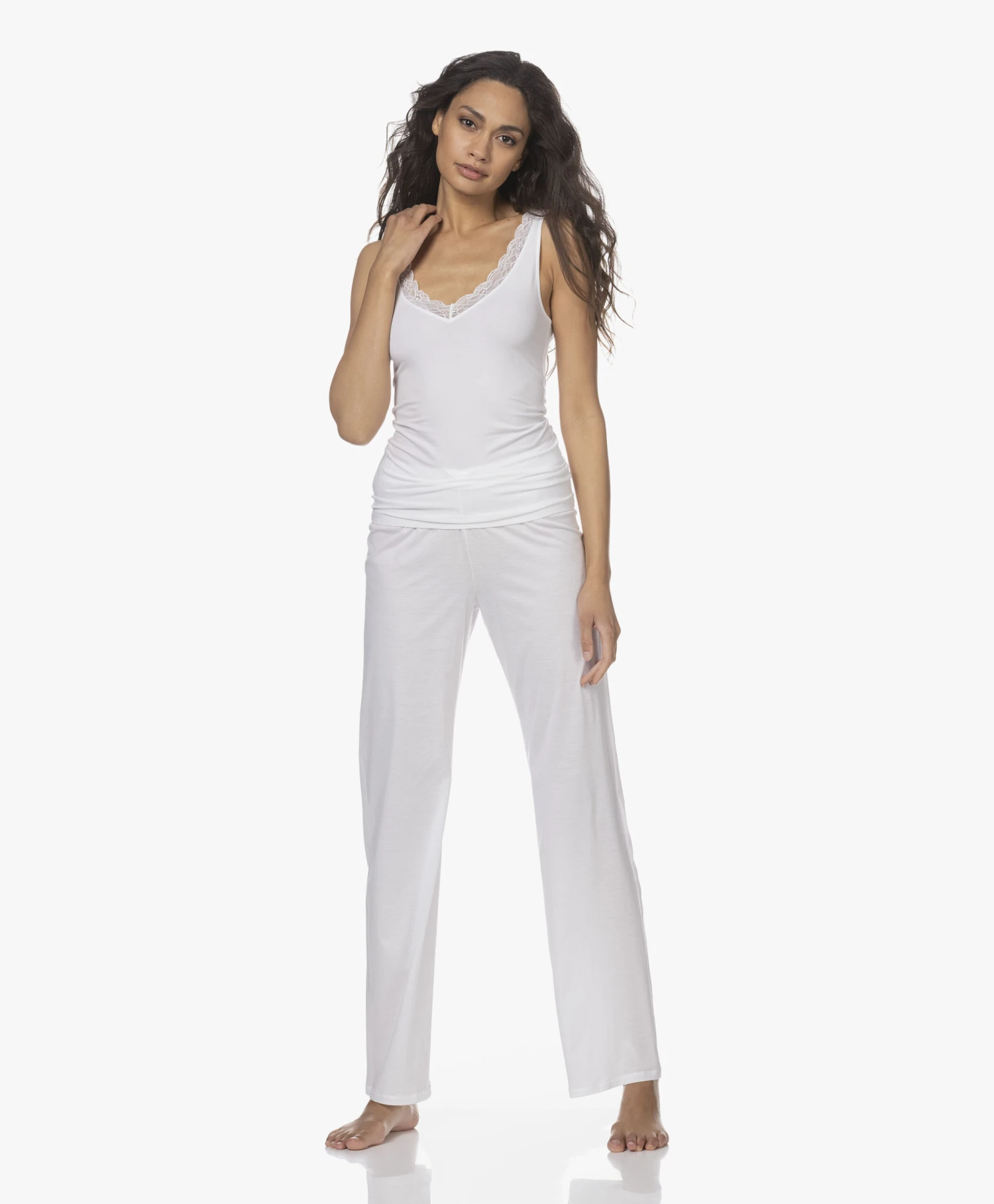 Hanro Cotton Deluxe Jersey Pyjamabroek - Wit 9 Hanro Cotton Deluxe Jersey Pyjamabroek - Wit - Afbeelding 9