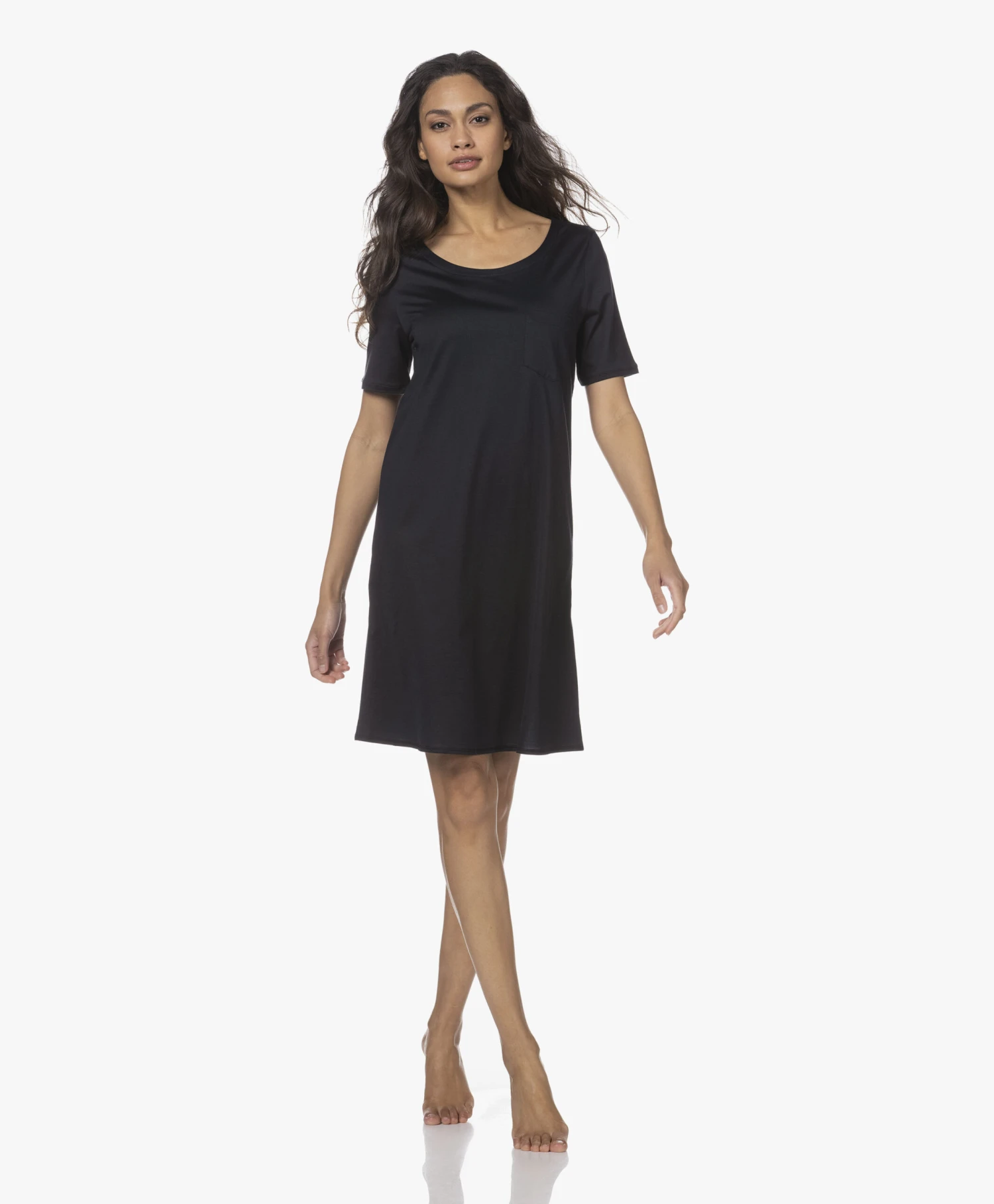 Hanro Cotton Deluxe Jersey Nachthemd - Zwart 9 Hanro Cotton Deluxe Jersey Nachthemd - Zwart - Afbeelding 9