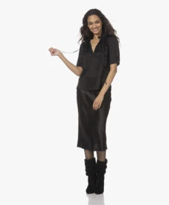 Vince Crush Satijnen Midi Rok - Zwart -Mode Kleding 211202 ddb0d3b7 a826 4d16 911b bdb686dee2dc