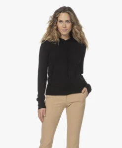 Joseph Gebreide Wol En Cashmere Capuchontrui - Zwart