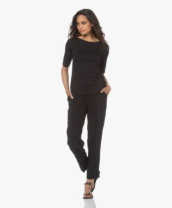 Lasalle Tencel Boothals T-Shirt - Zwart -Mode Kleding 215026 202ff2bc c446 453f 80be c9be3c66b131