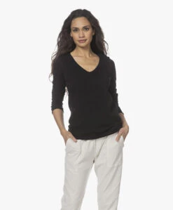 American Vintage Sonoma Slub V-Hals Longsleeve - Zwart -Mode Kleding 220105 6d69d318 f690 4baa 81e0 3a7a26997bbe