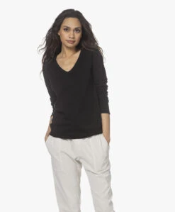 American Vintage Sonoma Slub V-Hals Longsleeve - Zwart -Mode Kleding 220105 926cbedb 55da 4e87 8431 9af1fa7f1a75