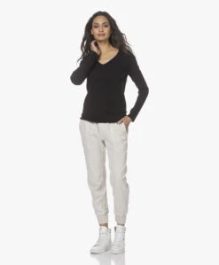 American Vintage Sonoma Slub V-Hals Longsleeve - Zwart -Mode Kleding 220105 e341ff8b 25f3 4608 add7 1ef40edd72dc