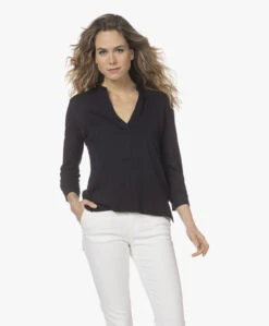 Majestic Filatures Splithals Jersey Blouse - Marine -Mode Kleding 220118 6f541d38 d42f 422f bf74 38541f6c2464