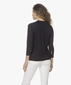 Majestic Filatures Splithals Jersey Blouse - Marine -Mode Kleding 220118 94ca2f17 ae15 4f35 b117 639e8d241f01