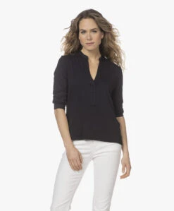 Majestic Filatures Splithals Jersey Blouse - Marine -Mode Kleding 220118 a580bc63 2e3c 4393 a839 cbe531b23ca5