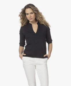 Majestic Filatures Splithals Jersey Blouse - Marine -Mode Kleding 220118 f99ab490 89f1 4b0c 97a6 65a325795ba7