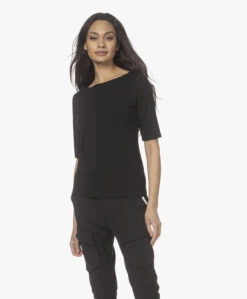 Lasalle Tencel Boothals T-Shirt - Zwart -Mode Kleding 220120 345f201e 85f0 4ea9 8b67 cde0f6960b55