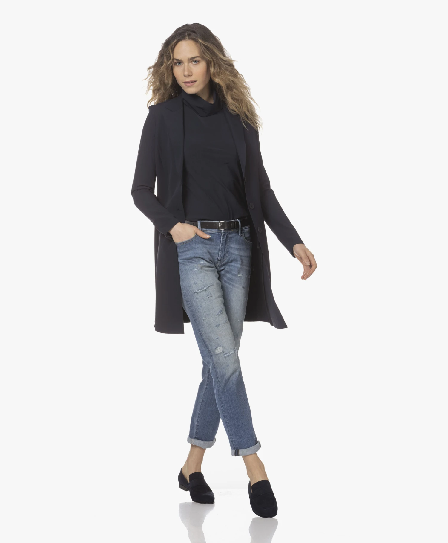 Panara Suède Instapper - Donkerblauw 6 Panara Suède Instapper - Donkerblauw - Afbeelding 6