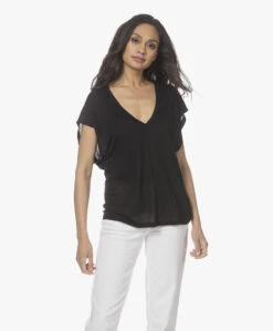 Iro Poly Modalmix V-Hals T-Shirt - Zwart -Mode Kleding 220203 f2a65170 fffb 4ba8 adb6 880a38fa9b51