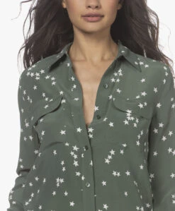 Equipment Slim Signature Gewassen Zijden Print Blouse - Cilantro/Nature White -Mode Kleding 220328 2c24f091 6b61 453d 9ea8 868aaf9aa175