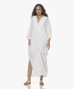 Su Paris Tao Viscosemix Seersucker Kaftan - Wit -Mode Kleding 220407 e9b4b8dd 66b6 4105 b6d4 1a9f8e5f9af9