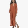 Su Paris Tao Viscose-Zijde Kaftan - Brick
