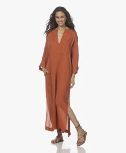 Su Paris Tao Viscose-Zijde Kaftan - Brick