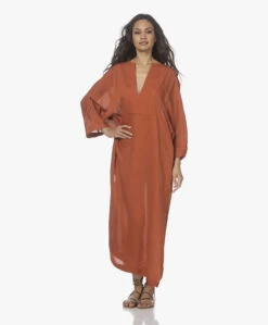 Su Paris Tao Viscose-Zijde Kaftan - Brick -Mode Kleding 220408 b66a550a e2b1 43e2 8666 6cf52f224f1a