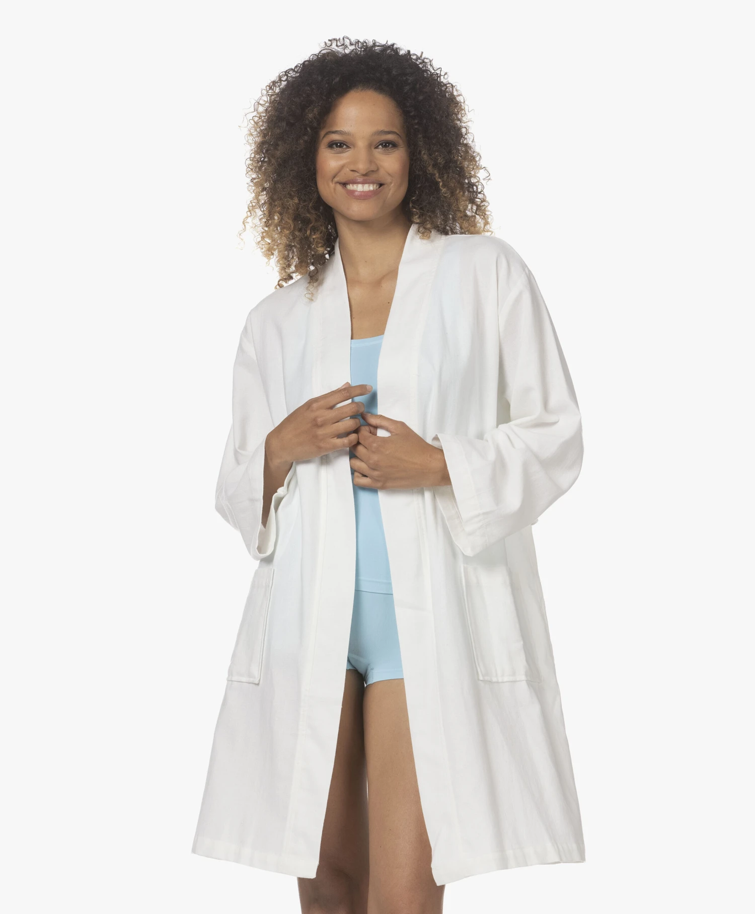 Hammam34 Iris Geborduurde Katoenen Kimono - Wit 4 Hammam34 Iris Geborduurde Katoenen Kimono - Wit - Afbeelding 4