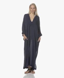 Su Paris Tao Viscose-Zijde Kaftan - Navy