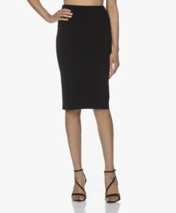 Norma Kamali Straight Travel Jersey Rok - Zwart