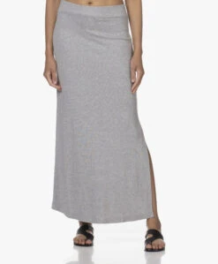 Japantky Ryoko Modal Rib Jersey Maxi Rok - Grijs Mêlee