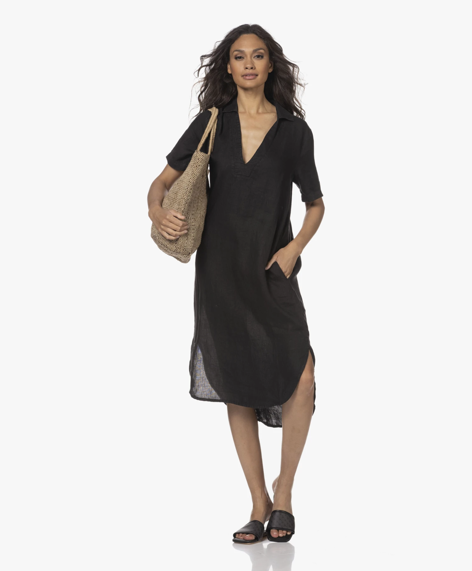 Anine Bing Ria Monogram Print Slip-In Sandalen - Zwart 6 Anine Bing Ria Monogram Print Slip-In Sandalen - Zwart - Afbeelding 6