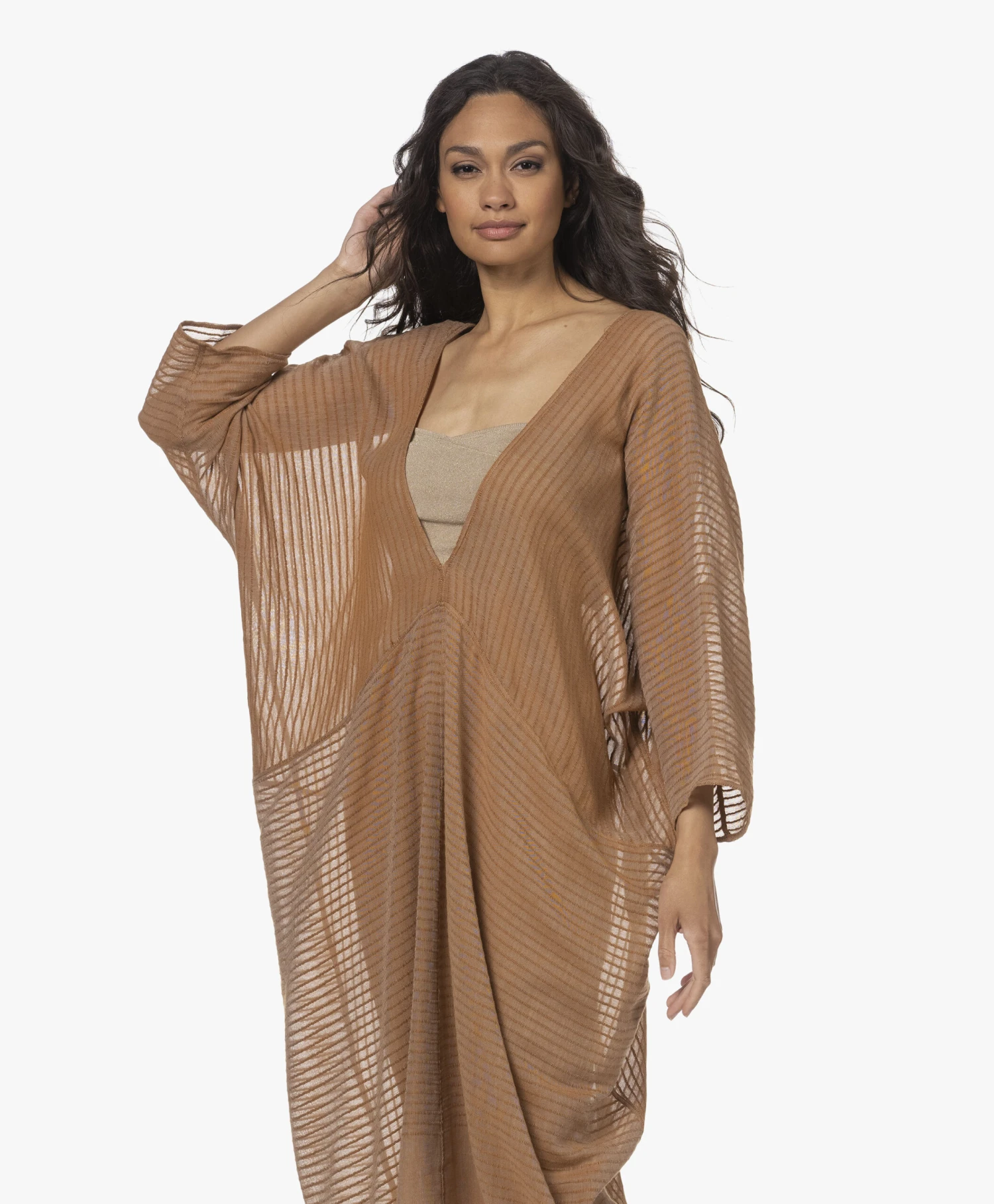 Su Paris Talia Katoenen Gauze Kaftan - Tan 8 Su Paris Talia Katoenen Gauze Kaftan - Tan - Afbeelding 8