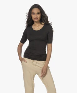 Majestic Filatures Superwashed T-Shirt Met Halflange Mouwen - Antraciet Mêlee