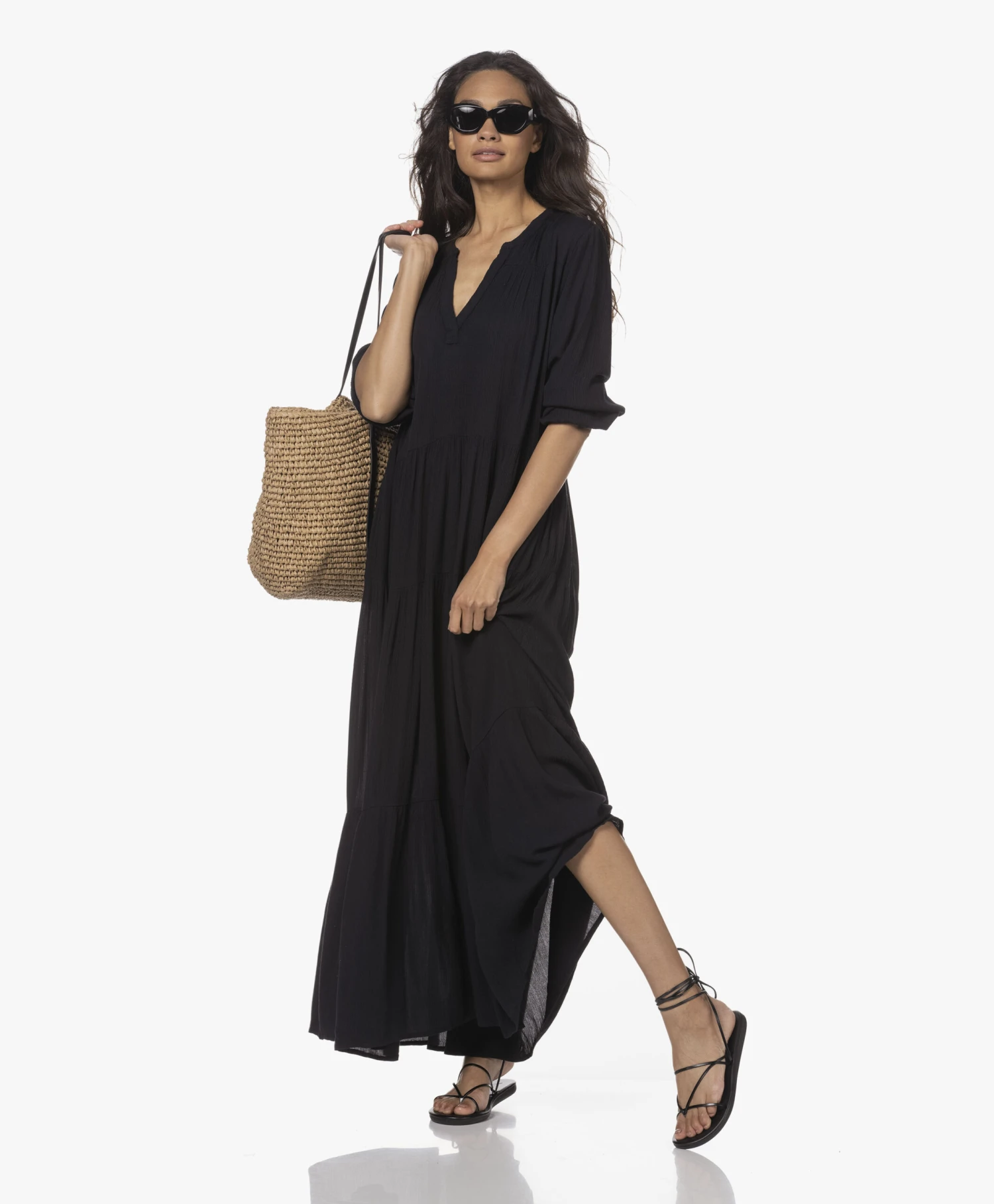 Ancient Greek Sandals String Flip Flop Leren Sandalen - Zwart 2 Ancient Greek Sandals String Flip Flop Leren Sandalen - Zwart - Afbeelding 2