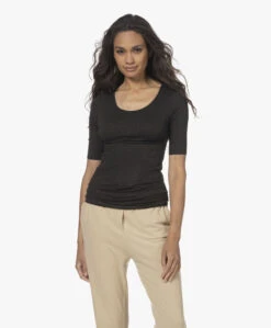 Majestic Filatures Superwashed T-Shirt Met Halflange Mouwen - Antraciet Mêlee -Mode Kleding 220616 513d3660 3816 40f5 985e 97ba432c03d6