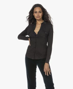 Majestic Filatures Superwashed Jersey Blouse - Antraciet Mêlee -Mode Kleding 220706 43d3deb0 31af 455d 895c 33120189d2d3