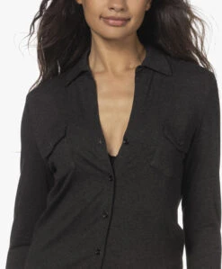 Majestic Filatures Superwashed Jersey Blouse - Antraciet Mêlee -Mode Kleding 220706 80a6b267 8479 4feb 8103 df75aafed773