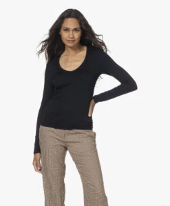 Majestic Filatures Soft Touch V-Hals Longsleeve - Marine