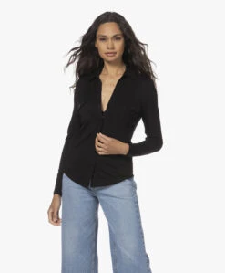 Majestic Filatures Superwashed Jersey Blouse - Zwart -Mode Kleding 220707 4b3edb7e e120 4908 94ff 52e5c00e1379