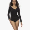 Wolford The Gathered Cache-Coeur Crêpe Jersey Body - Zwart
