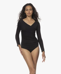 Wolford The Gathered Cache-Coeur Crêpe Jersey Body - Zwart