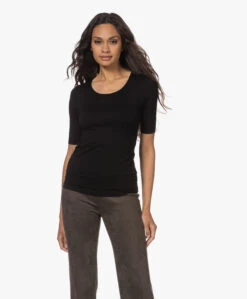 Majestic Filatures Superwashed T-Shirt Met Halflange Mouwen - Zwart -Mode Kleding 220802 0e4e929d 8421 4182 8c5a 963e7d0283bb