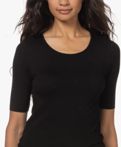 Majestic Filatures Superwashed T-Shirt Met Halflange Mouwen - Zwart -Mode Kleding 220802 1b59393a b842 41a9 8842 492bd360116b