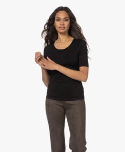 Majestic Filatures Superwashed T-Shirt Met Halflange Mouwen - Zwart -Mode Kleding 220802 99ba5a10 aad1 4a99 abd2 2cba5b953405