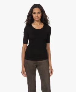 Majestic Filatures Superwashed T-Shirt Met Halflange Mouwen - Zwart -Mode Kleding 220802 9c13de1f fb78 41a0 aa17 0abdf9206f24