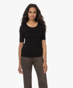 Majestic Filatures Superwashed T-Shirt Met Halflange Mouwen - Zwart -Mode Kleding 220802 fe2600ca 6ee4 494e 92cf a6ee07404ef9