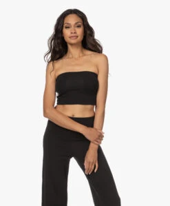 Skin Luna Pima Katoenen Bandeau Top - Zwart