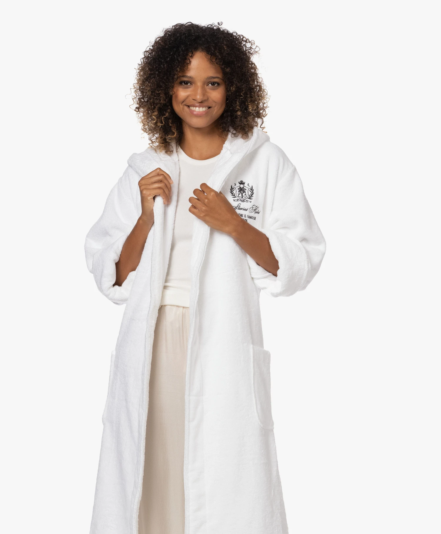 Love Stories Dean French Terry Badjas Met Capuchon - Wit 3 Love Stories Dean French Terry Badjas Met Capuchon - Wit - Afbeelding 3