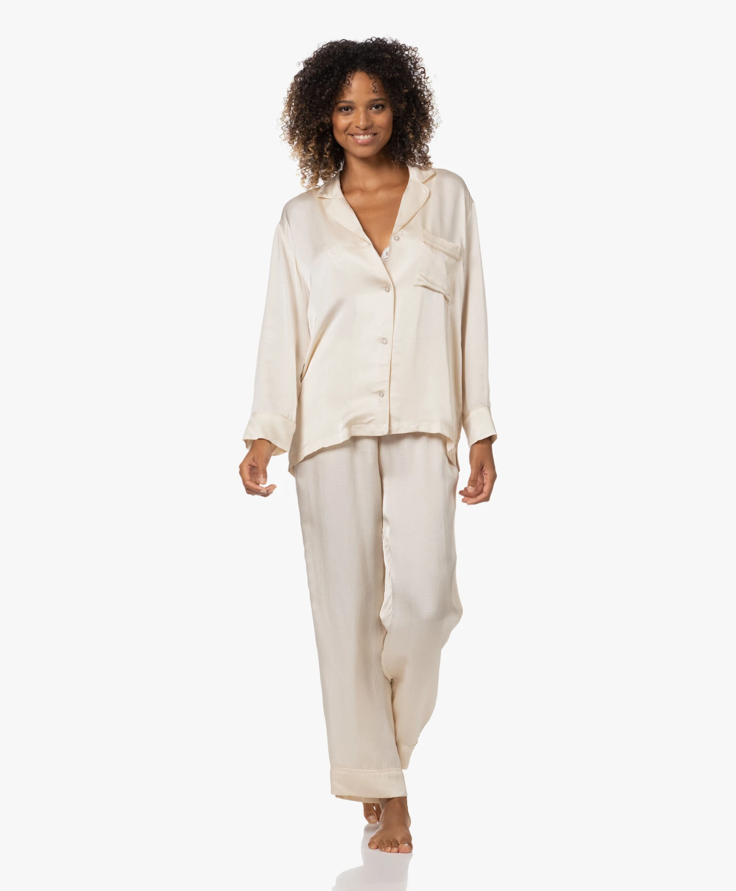 Love Stories Weekend Satijnen Seersucker Pyjama Broek - Off-White 11 Love Stories Weekend Satijnen Seersucker Pyjama Broek - Off-White - Afbeelding 11