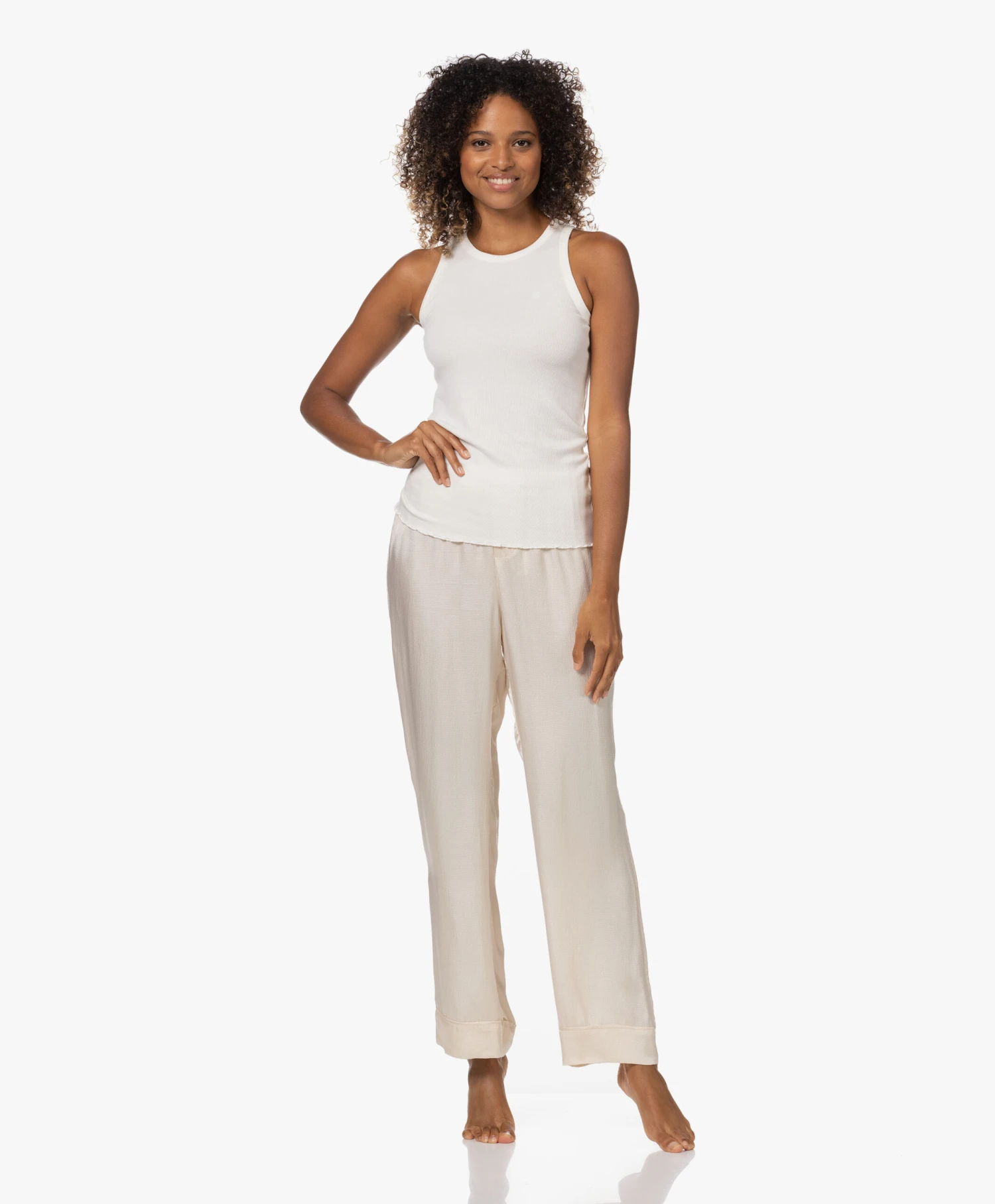 Love Stories Weekend Satijnen Seersucker Pyjama Broek - Off-White 8 Love Stories Weekend Satijnen Seersucker Pyjama Broek - Off-White - Afbeelding 8