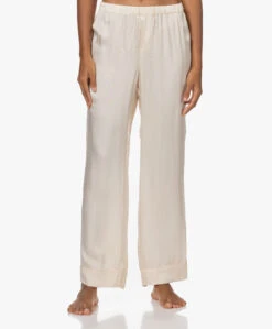 Love Stories Weekend Satijnen Seersucker Pyjama Broek - Off-White